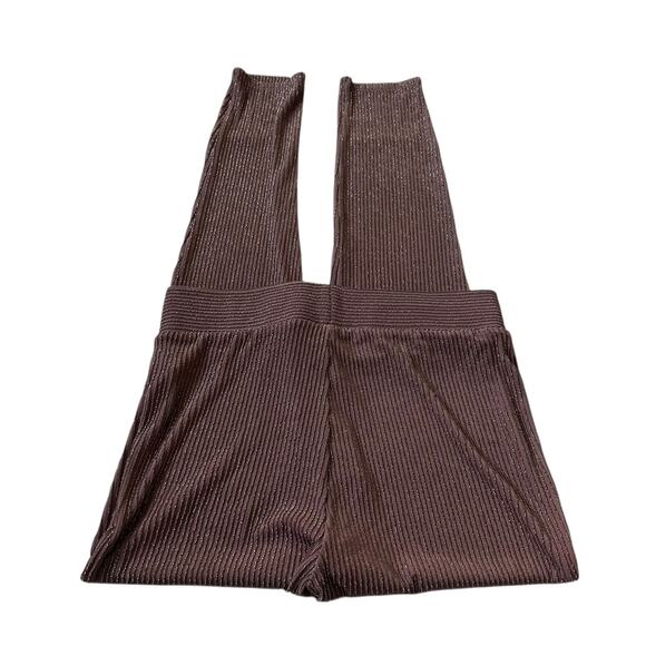 Forever 21 Mauve Striped Metallic Stretch Leggings Women's Size Large NWT 3-32-1 - Picture 2 of 6